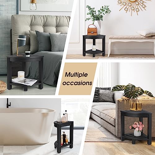 HDPE Corner Shower Stool,Shower Bench Seat with Storage Shelf for Shaving Legs Plastic Spa Bath Step Foot Rest for Bathroom Small Place (Black) - view 6