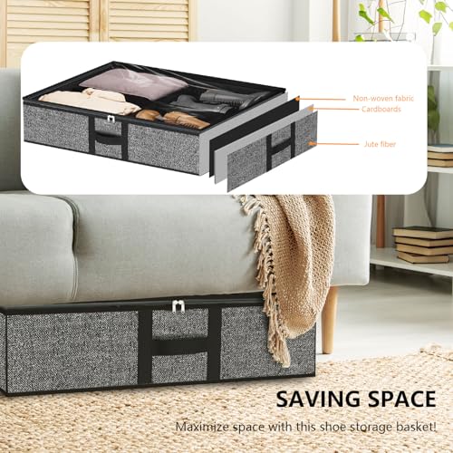 Under the Bed Shoe Organizer Fits 12 Pairs and 4 Pairs Boots,Sturdy & Breathable Materials,Underbed Storage Solution for Kids Men & Women Shoes,Great Space Saver for Your Closet Set of 2 - view 3