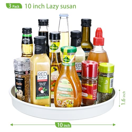 Lazy Susan Turntable Organizer, Spice Rack Tray, White 10" 3 Pack - view 4