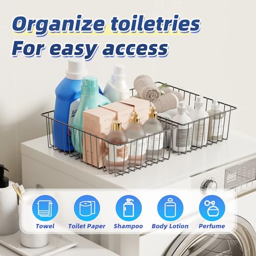 6 Pack Large Metal Wire Baskets for Storage, Black - view 4