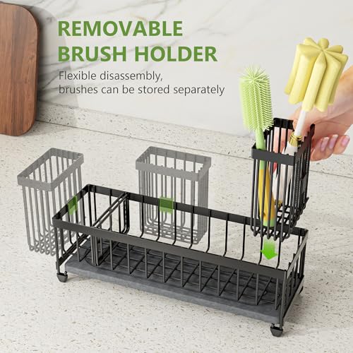 12.2in Larger Sink Caddy Organizer with Drying Stone,Sponge Holder for Sink - view 5