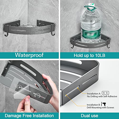 2-Tier Corner Shower Shelf, Dark Grey - view 2