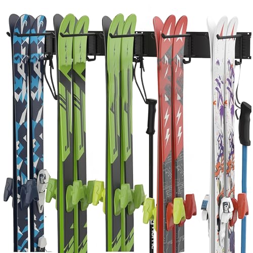32 inch Ski Rack,Wall Mounted Ski & Snowboard Storage Rack Up to 10 Pairs