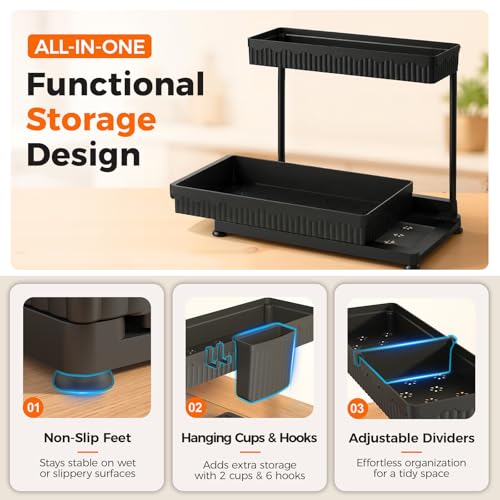 3-Pack 2-Tier L-Shaped Under Sink Organizers with Sliding Drawers - view 6