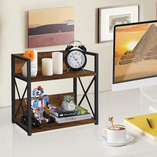Countertop Shelf Organizer,Coffee Bar Accessories,Spice Rack,Coffee Counter Shelf,2 Tier Coffee Organizer Station for Mugs,Cups,Cream,Syrup(Rustic Brown, Medium) - view 6