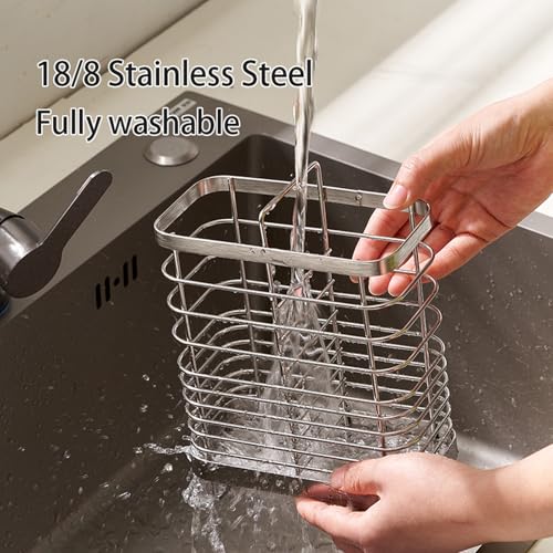 Kitchen Utensil Drying Rack, 18/8 Stainless Steel Chopsticks Spoon Fork Knife Basket Flatware Storage Drainer, Cutlery Holder for Kitchen Counter （6.1x2.95x6.5 inch） - view 4