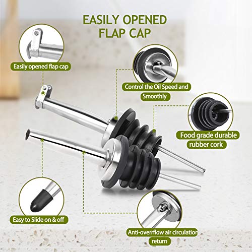 [2 PACK] 17 oz Glass Olive Oil Dispenser Bottle Set - 500ml Clear Oil & Vinegar Cruet Bottle with Pourers, Funnel and Labels - view 4