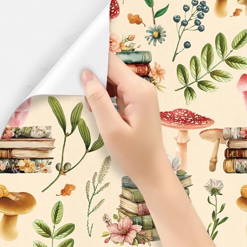 Adhesive Shelf Liner,Boho Floral Shelf Contact Paper for Cabinets,Vinyl Film Decorative Drawer Liners for Dresser Sticker (White Boho Floral, 17.3 inch x 118 inch) - view 3