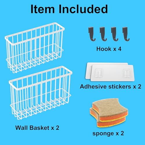 Cabinet Door Organizer 2Pcs, Foil and Plastic Wrap Organizer with 2 Sponges, Cabinet Door Storage with 2 Caddy Adhesive, for Aluminum Foil, Plastic Wrap, Wool Dryer Balls, White,(Medium, Large) - view 4