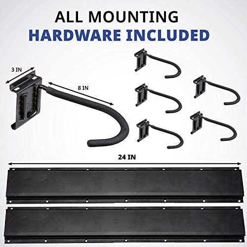 Garage Bike Rack, Wall mounted Bicycle Storage Hanger, 6 Adjustable Hooks Universal for Indoor & Home Use - view 2