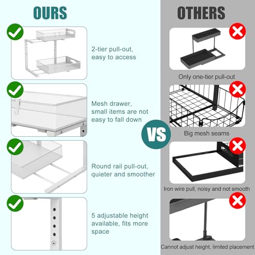 2 Pack Large Under Sink Storage Organizer, White - view 5