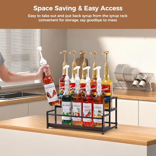 Coffee Syrup Rack Organizer, 2 Tier 10 Bottles Holder Stand for Bar - view 5