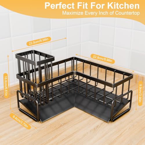 Kitchen L-Shaped Sponge Holder - Large Metal Sponge Sink Caddy - view 2