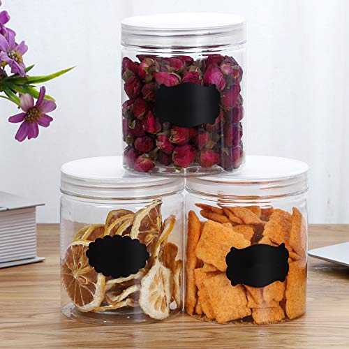 16 OZ Plastic Jars with Lids, 12 Pack Clear Plastic Slime Containers for Kitchen and Household Food Storage of Dry Goods, Creams and More,Included Extra Label and A Pen - view 4
