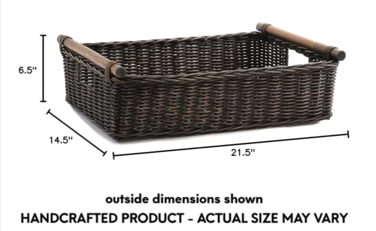 Low Pole Handle Wicker Storage Basket, XL, Walnut Brown - view 5
