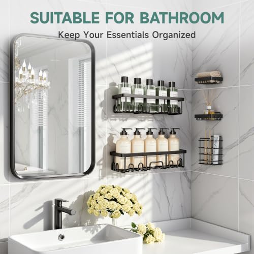 Shower Caddy 5-Pack, Bathroom Organizers and Storage Shelves, Black - view 6