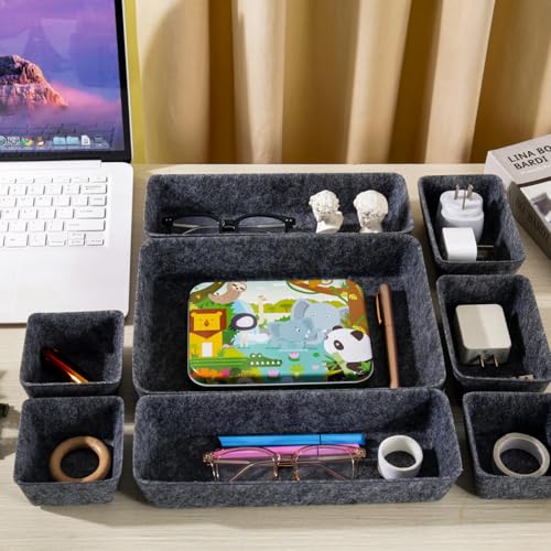 Desk Drawer Organizer Tray, 11pcs Felt Storage Bins Accessories Drawer Inserts Box Containers - view 6
