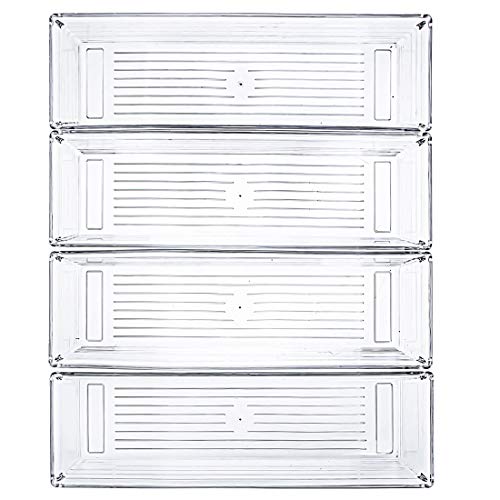 12 Pack Clear Drawer Organizers, 9 x 3 x 2 Inch Drawer Divider Storage Bins, Desk Storage Box Set for Kitchen Bedroom Bathroom Office Craft Supplies - view 3