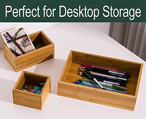 Set of 5 Bamboo Drawer Organizer Boxes, Desk Storage Box Kit, Drawer Storage Containers Tray Bins for Office, Kitchen, Bedroom, Children Room, Craft, Sewing - view 6