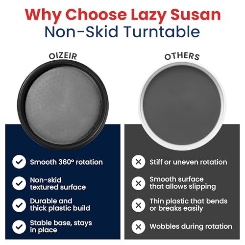 10 Inch Lazy Susan (Set of 4) - Non-Skid Turntable, Black - view 7