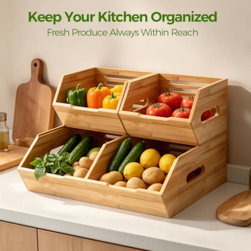 Extra Large Bamboo Pantry Storage Bins-Potato and Onion Food Storage Bin - view 4