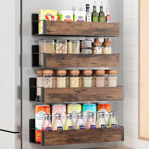 4 Pack Moveable Fridge Magnetic Spice Racks,Metal Black - view 7