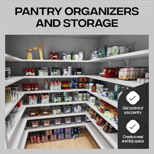 Clear Plastic Storage Bins – Pantry Organizers & Storage Containers, Cabinet Organizer - Home Organization Must Haves for Kitchen, Laundry Room, Office, Closet, Garage & Freezer - view 2