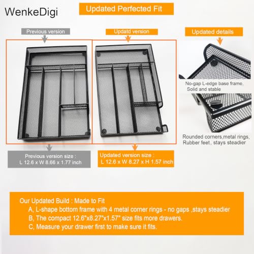 2-Pack 6-Compartment Mesh Office Drawer Organizer Tray, Black - view 5