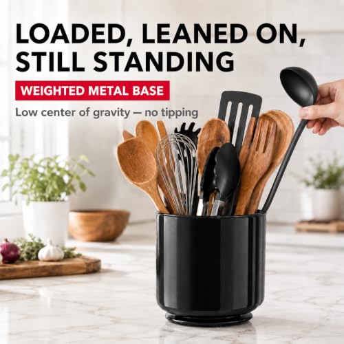 Plastic Rotating Black Utensil Holder Extra Large Kitchen Countertop Caddy - view 6