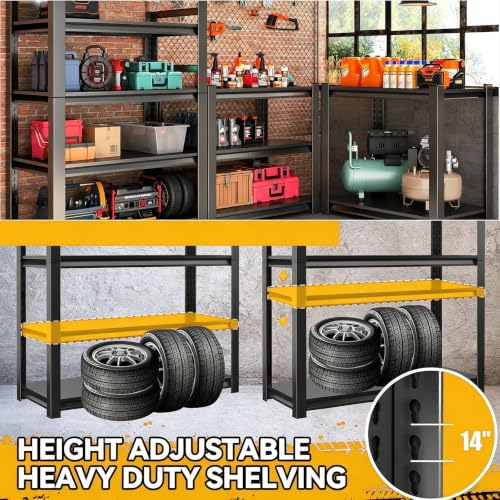 Metal Garage Shelving Heavy Duty, 5 Tier Shelving Unit Storage Shelves 3000LBS, Shelf Organizer Storage, Adjustable Metal Shelf for Industrial, Basement, Pantry and Warehouse, Black - view 5