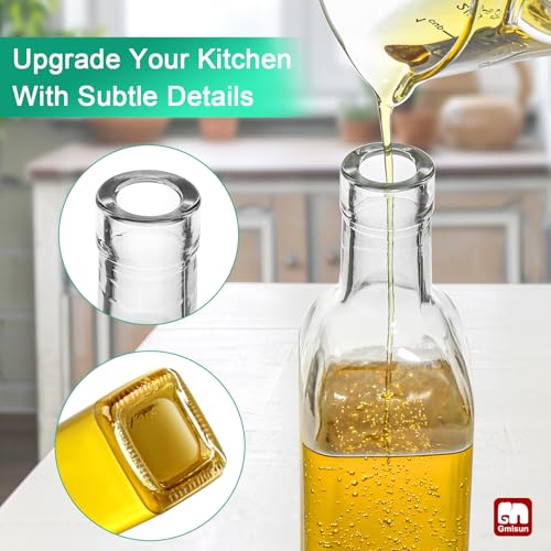 Olive Oil Dispenser Bottle for Kitchen, 4 Pack 17 Fl Oz Glass Oil Dispensers Bottles, Clear Cooking Vegetable Oil Dispenser Container Cruet Set with Plastic Pourer Spout, Funnel and Labels - view 5