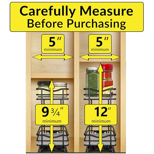 Pull Out Spice Organization for Cabinets - 4-3/8 inch Wide – Spice Rack for Inside Cabinets, Slide Out Spice Rack Organizer for cabinet – Pull Out Spice Rack, Sliding 2 Tier Black - view 5