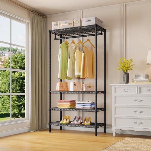 V1 Medium Portable Garment Racks for Bedroom/Apartments/Dorms, Black - view 2