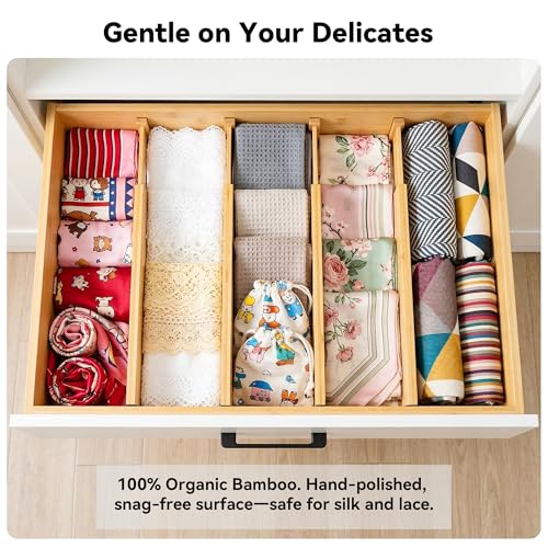 4 Pack 6" Deep Bamboo Drawer Dividers, 17-22" Expandable Kitchen Organizers - view 6