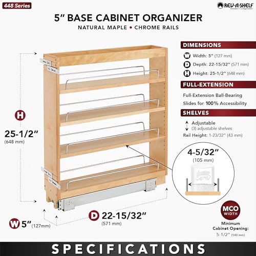 Pullout Kitchen Cabinet Organizer, Min Cabinet Opening 5.5" W - view 2
