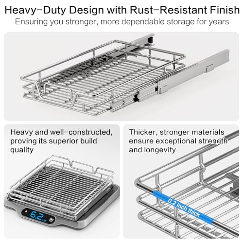Kitchen Cabinet Pull Out Shelf and Drawer Organizer Slide Out Pantry Storaqe Basket in Multiple Sizes (21" W x 21" D,1 Tier) - view 3
