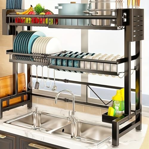 Expandable Countertop Dish Rack Organizer - Space-Saving Kitchen Sink Shelf with Drainage Function, Easy Assembly, Compact Storage, and Durable Construction for Home and Restaurant Use - view 6