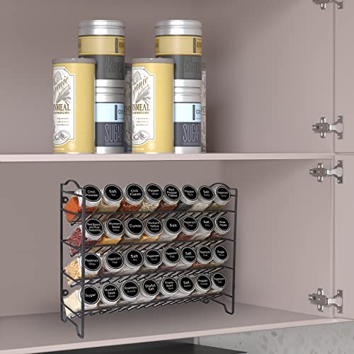 Spice Rack Organizer with 32 Glass Spice Jars and 396 Spice Labels - view 2