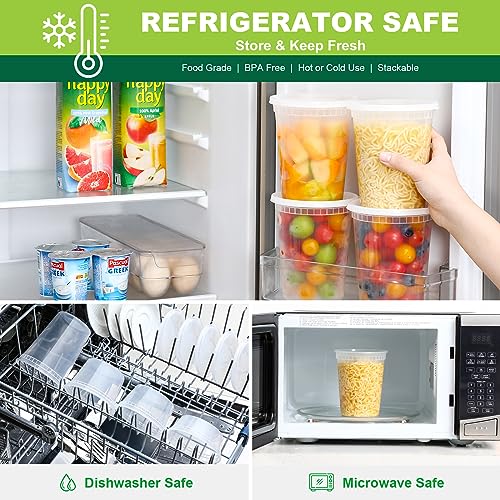 20 Sets 32 oz Plastic Deli Food Containers With Lids, Airtight Food Storage Containers, Freezer/Dishwasher/Microwave Safe, Soup Containers For Takeout Meal Prep Storage - view 5