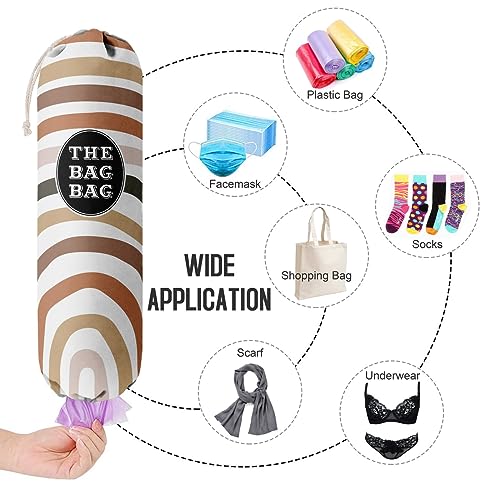 Boho Pattern Grocery Bags Holder and Organizer, Wall Mount Plastic Bags Storage Container Dispenser, Kitchen Gifts For Women Family Grandma Mom (H-26) - view 4