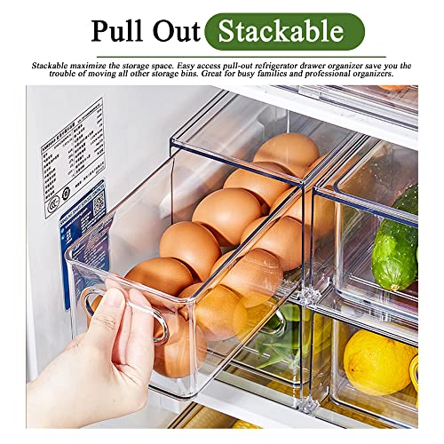Refrigerator Organizers and Storage, 2 Pack BPA-Free Sturdy Stackable Clear Pull out Drawer Organizer Bins, Fridge Organizers and Storage for Fruit, Produce, Drink, Snack and Food Storage Containers - view 4