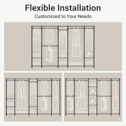 V50 Extra Large Closet System, Heavy Duty Clothes Rack, Black - view 5