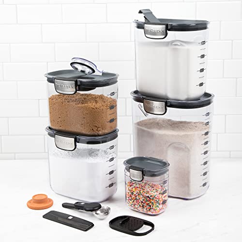 + Airtight Food Storage Container Set – Clear Plastic Flour and Sugar Canister Set with Magnetic Accessories for Kitchen Organization (Grey, 9-Piece) - view 3
