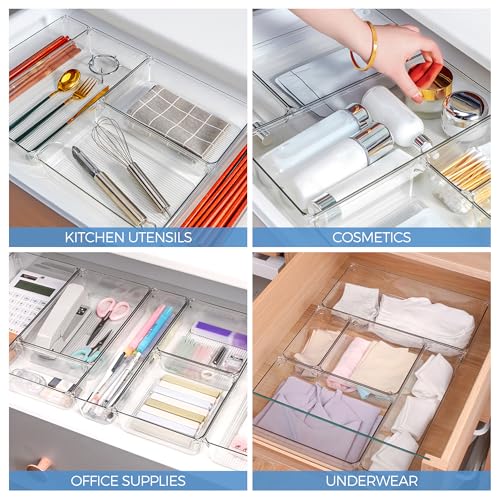 6 Pack Drawer Organizer, 6" x 9" Plastic Storage Bins - view 7