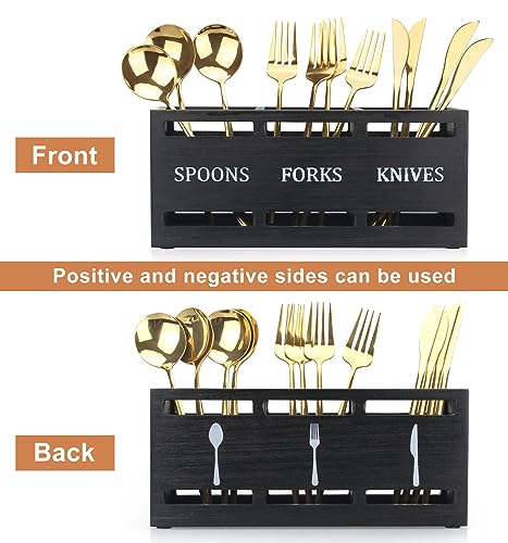 Wooden Silverware Caddy for Party Cutlery Utensil Holder Organizer Counter - view 4