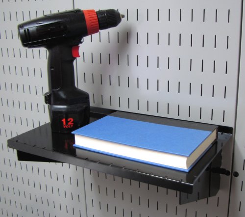 Shelf 9in Deep Pegboard Shelf Assembly Only for use Brand Slotted Pegboard - Black - view 3