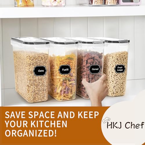 Cereal Containers Storage Set (4L / 135.2oz), 4PCS Airtight Food Storage Containers with Lids, Cereal Dispensers for Kitchen Pantry Organization and Storage with Pour Spout, 20 Labels, Marker - view 7