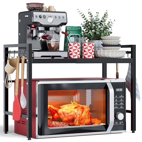 2 Tier Expandable Microwave Stand countertop,Microwave Oven Rack