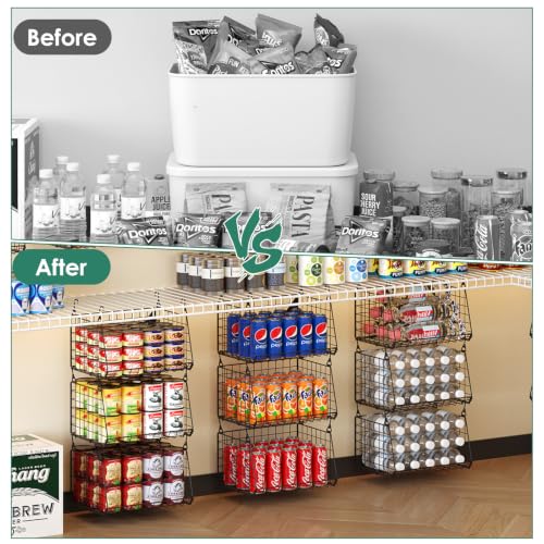 3 Pack Under Bottom Shelf Hanging Baskets for Pantry - view 5