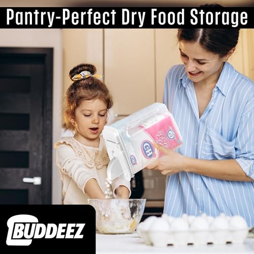 Large Food Storage Container - 3.75 Quart Sugar Buddy, All Purpose Clear Kitchen Organization and Storage - Sugar, Flour, Cereal, Rice Dispenser, EZ Pour Spout & Easy Grip Handle (White Lid) - view 4